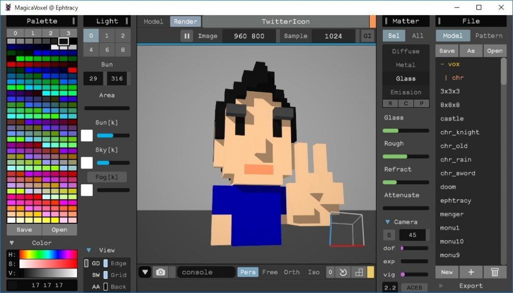 3dモデリング Magicavoxelでtwitterアイコン画像をつくろう日記 ３日目 Modelをrenderingして透過性のある画像としてexport 映画と旅行とエンジニア