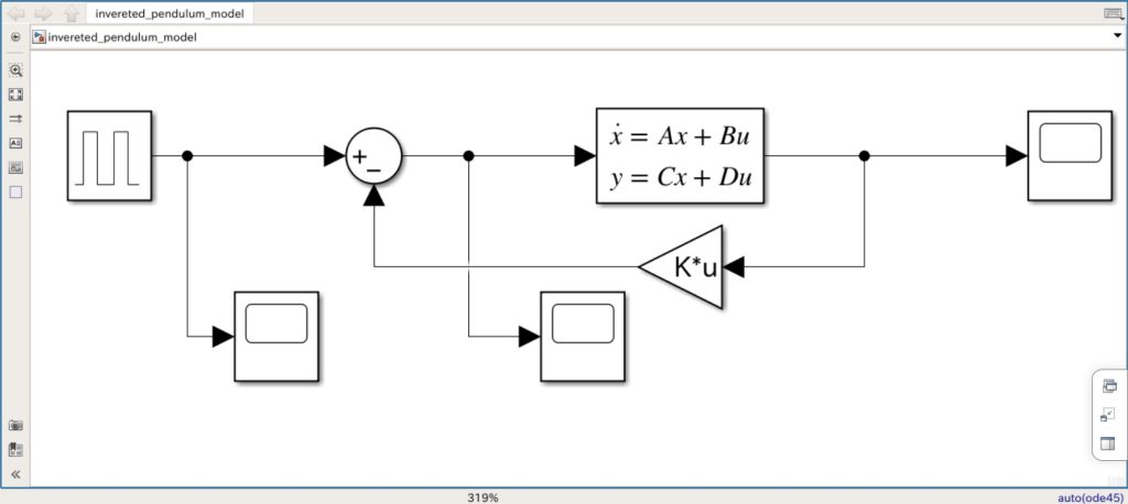 MATLABで現代制御その2：台車型倒立振子の状態フィードバック制御をSimulinkでシミュレーション